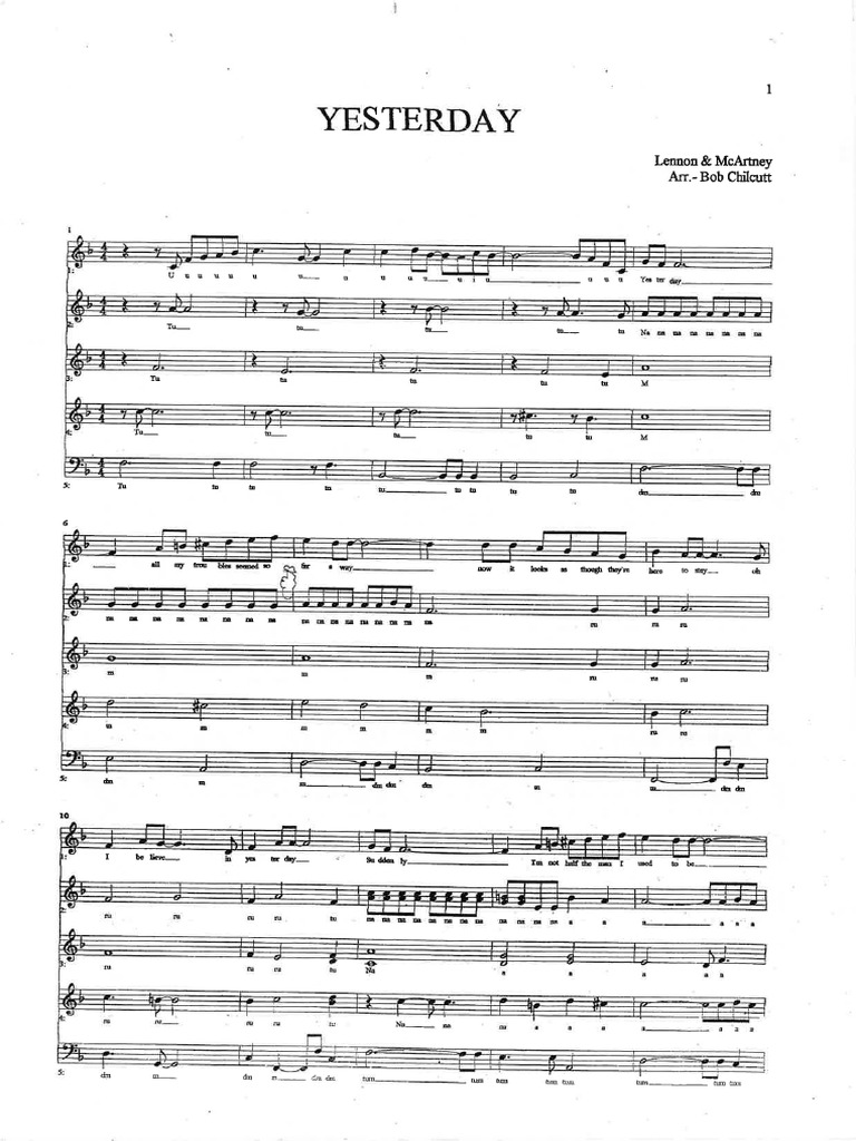 Yesterday Bob Chilcott Satb Pdf