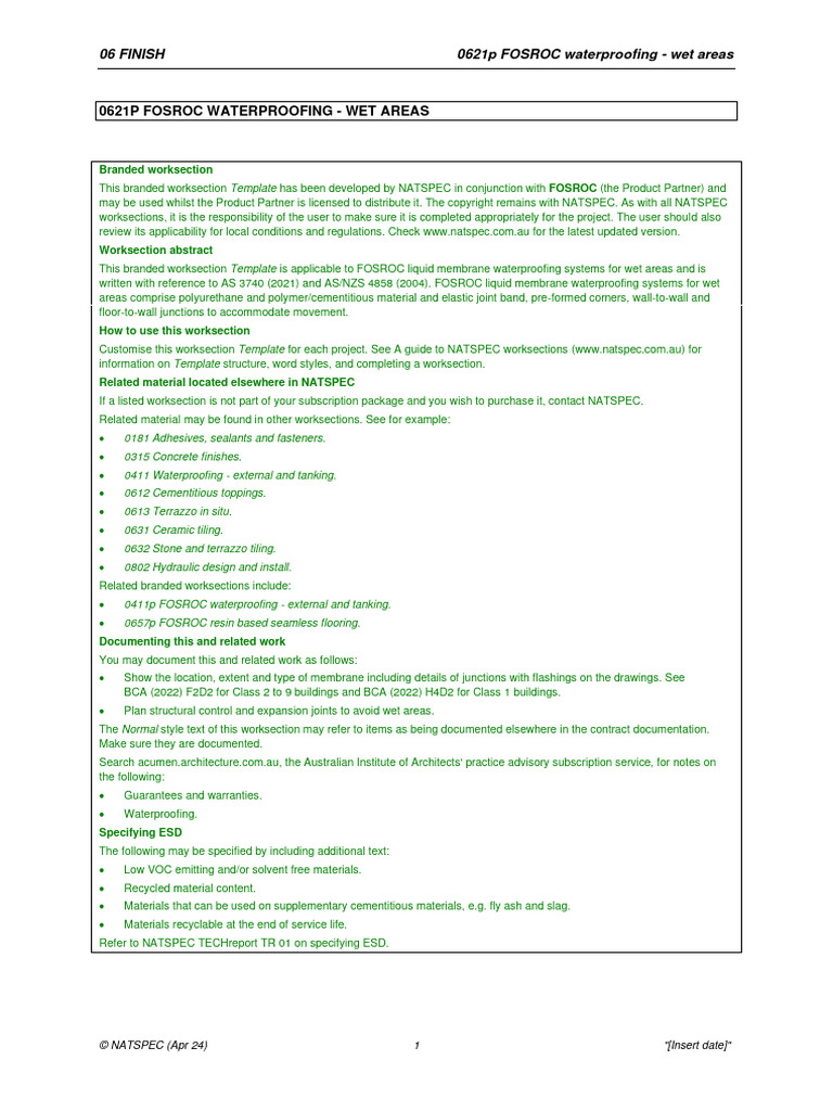 0621p FOSROC Waterproofing Wet Areas | PDF | Concrete | Shower