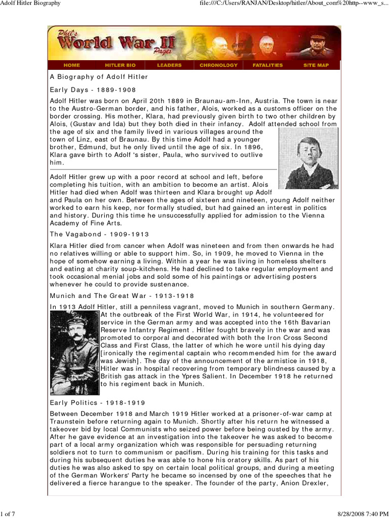 ADOLF HITLER BIOGRAPHY IN ENGLISH PDF visual data 7