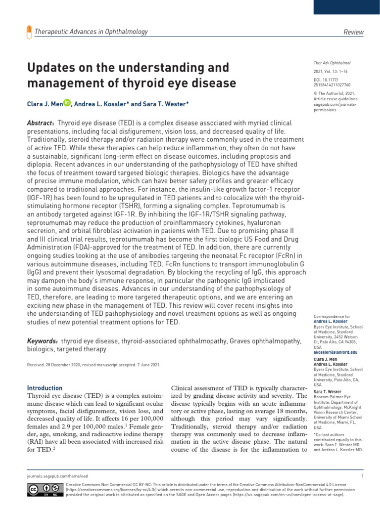 Advances in Thyroid Eye Disease Treatment | PDF | Cytokine | T Helper Cell