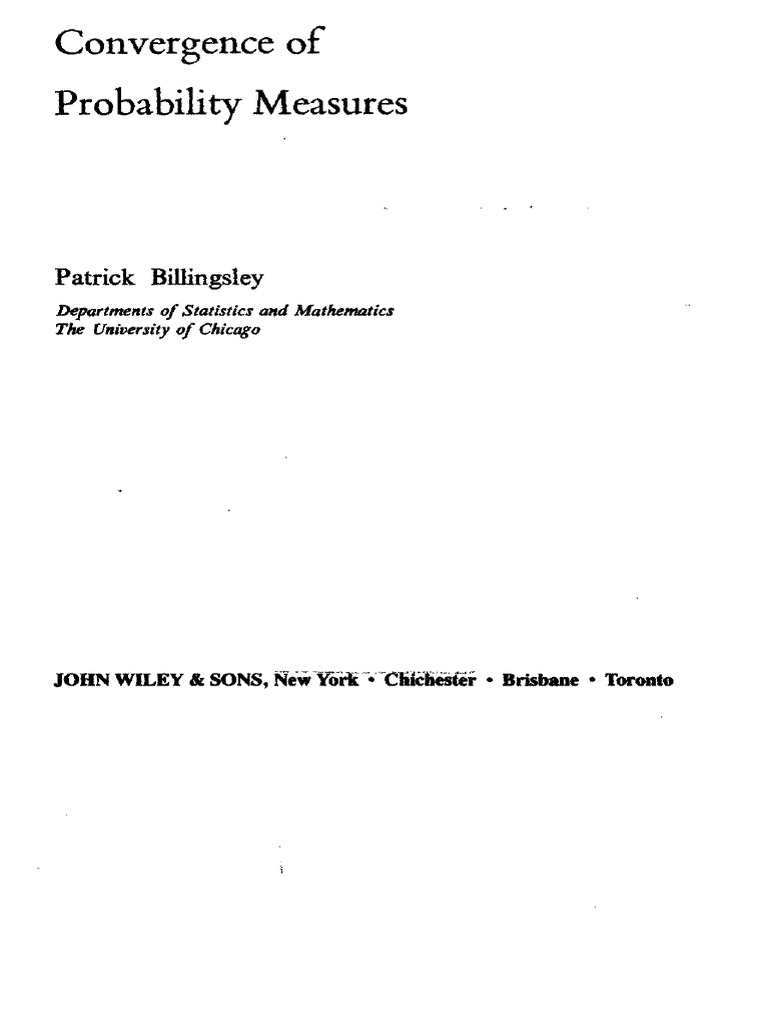Billingsley P Convergence of Probability | PDF
