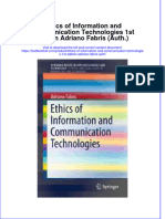 Download textbook Ethics Of Information And Communication Technologies 1St Edition Adriano Fabris Auth ebook all chapter pdf 