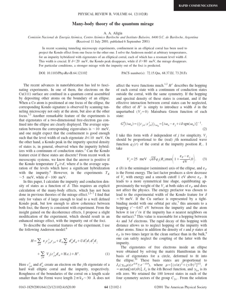 Many-Body Theory of The Quantum Mirage | PDF | Ellipse | Atoms