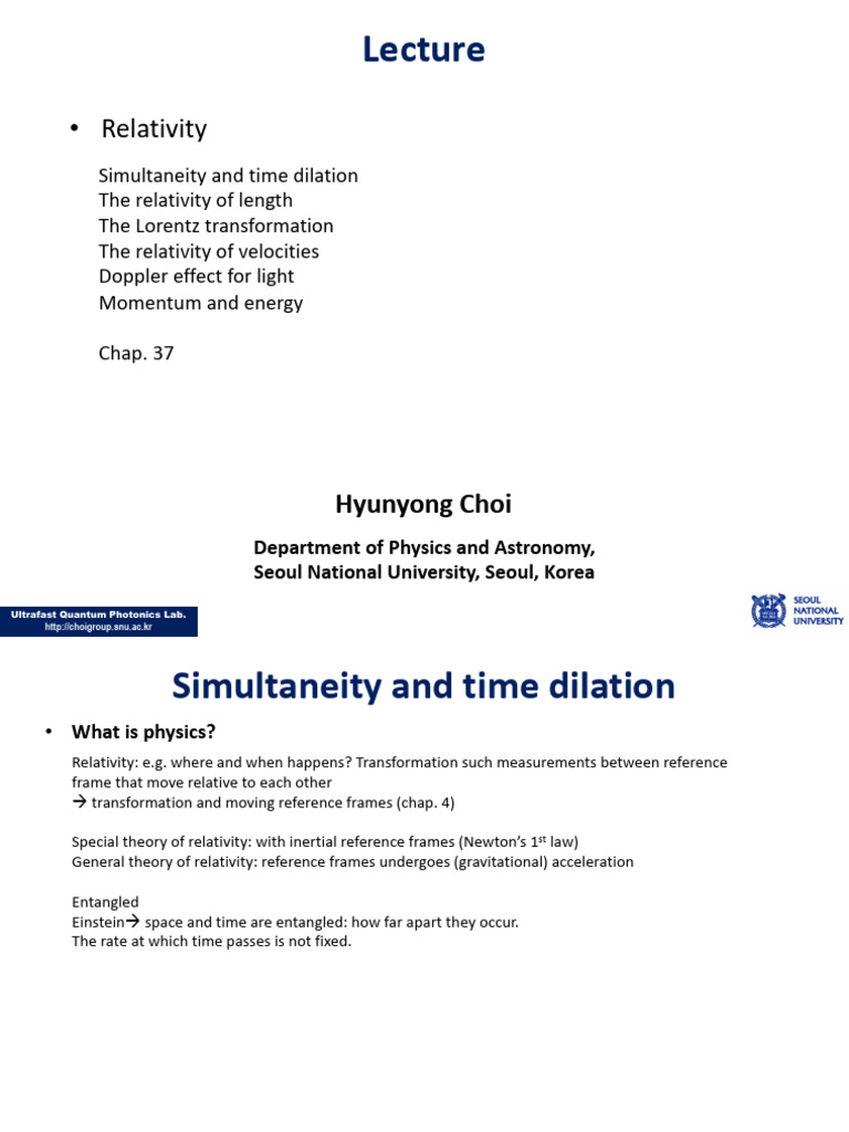 Understanding Relativity Concepts in Physics | PDF | Special Relativity ...