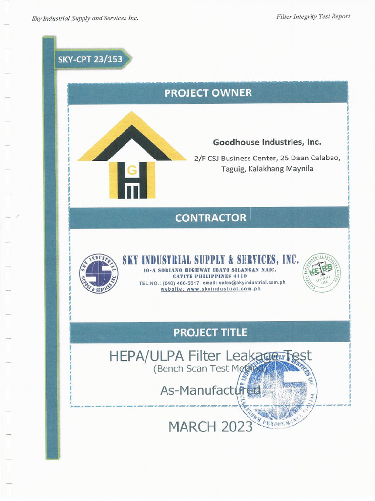 HEPA ULPA Filter Leakage Test | PDF