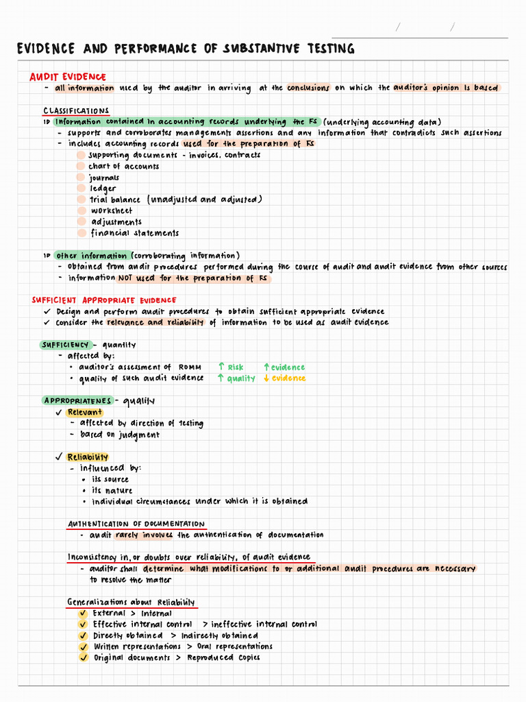 11 Evidence and Performance of Substantive Testing | PDF