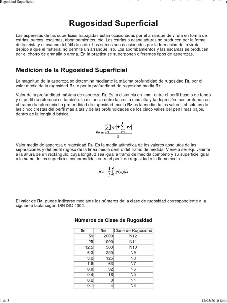 Medición y Clasificación de Rugosidad | PDF | Rodamiento (Mecánico ...