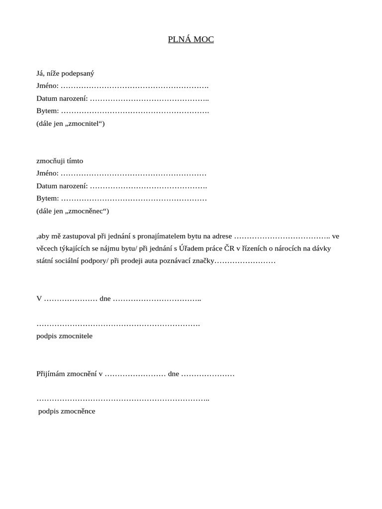 Pln moc vzor pdf