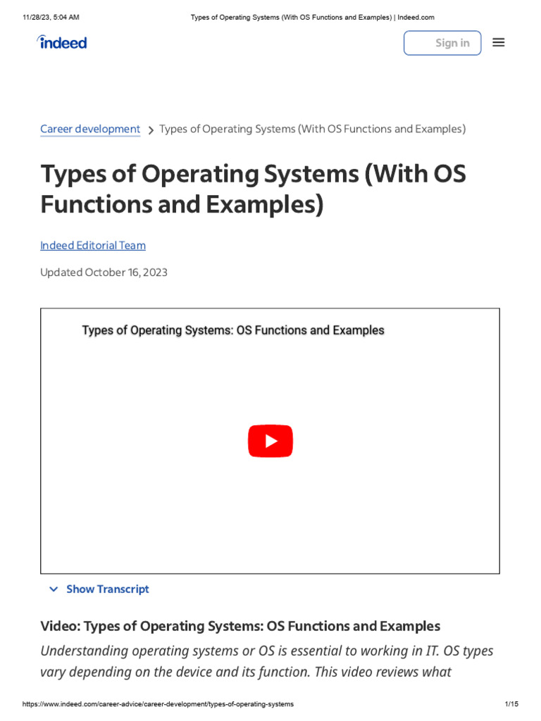 Types of Operating Systems (With OS Functions and Examples) | PDF ...