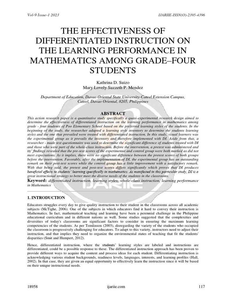 Differentiated Instruction in Grade 4 Math | PDF | Differentiated ...