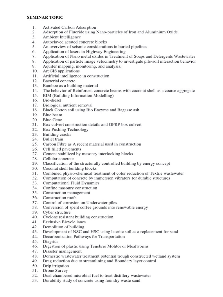 TECHNICAL SEMINAR TOPICS FOR CIVIL ENGINEERING PDF visual data 3