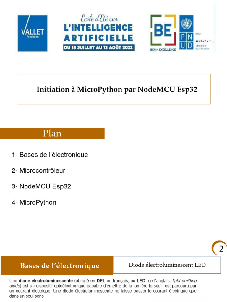 Initiation à MicroPython avec ESP32 | PDF | Microcontrôleur | Diode ...