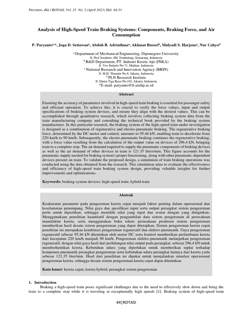 Jurnal undip teknis kereta api pdf electric motor brake