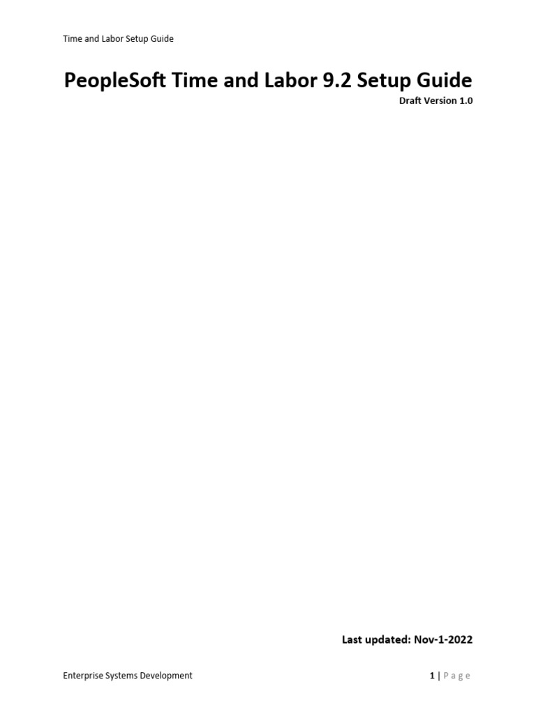 PeopleSoft Time and Labor 9.2 Setup Guide | PDF | Human Resource ...
