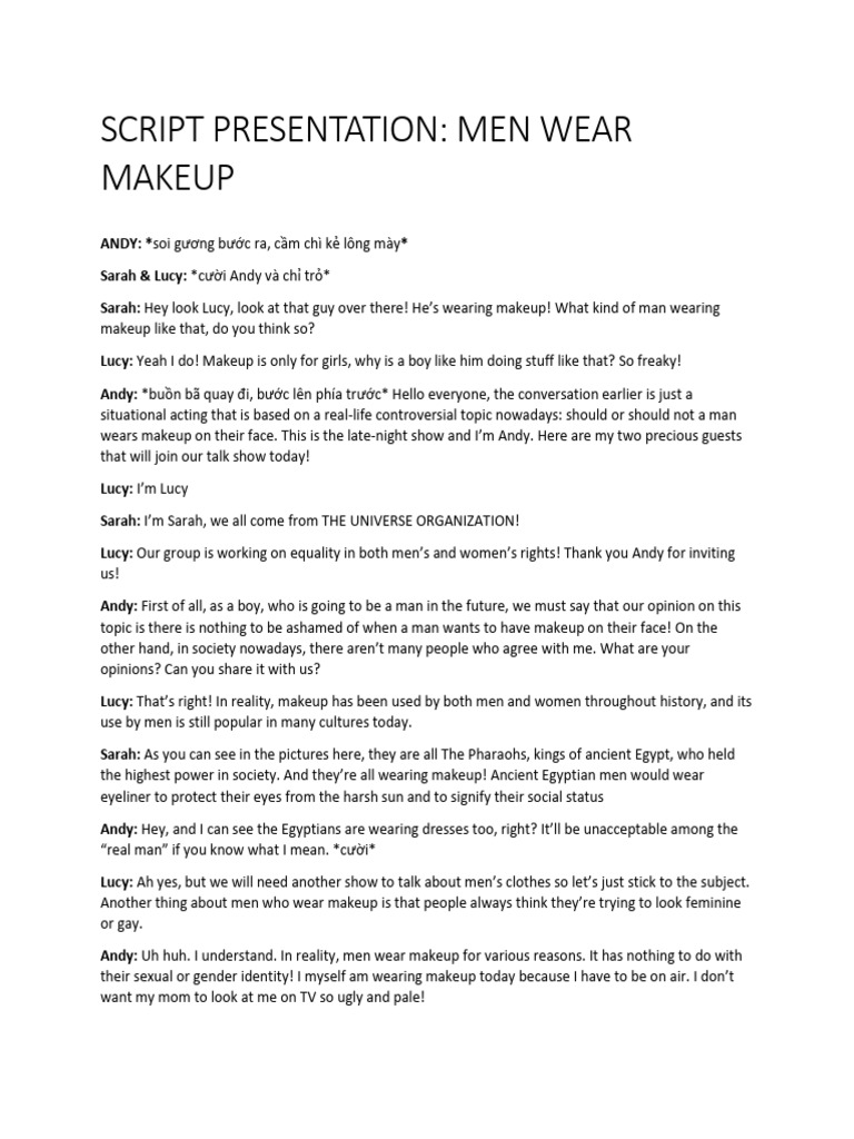 Script presentation for men wear download free pdf masculinity gender
