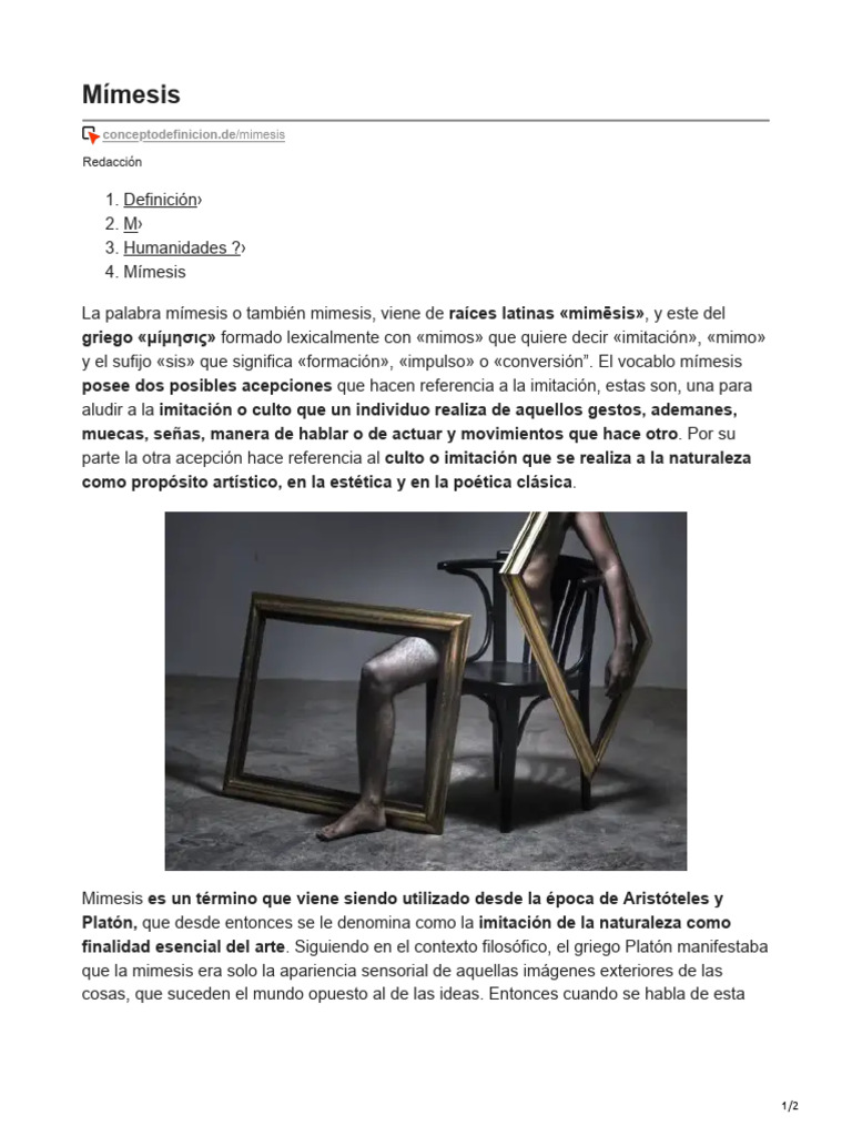 Mímesis: Imitación en Arte y Filosofía | PDF