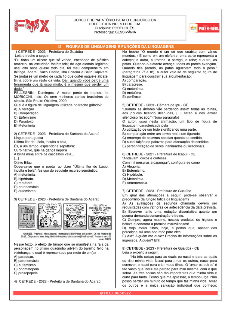 Figuras de Linguagem e Funções da Linguagem | PDF | Amor