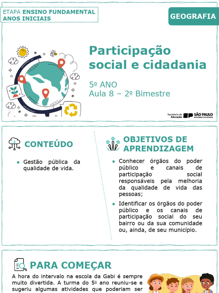 Aula 8 Participação Social e Cidadania | PDF | Aplicativo para celular ...