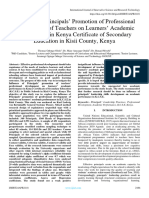 Influence of Principals' Promotion of Professional Development of Teachers On Learners' Academic Performance in Kenya Certificate of Secondary Education in Kisii County, Kenya