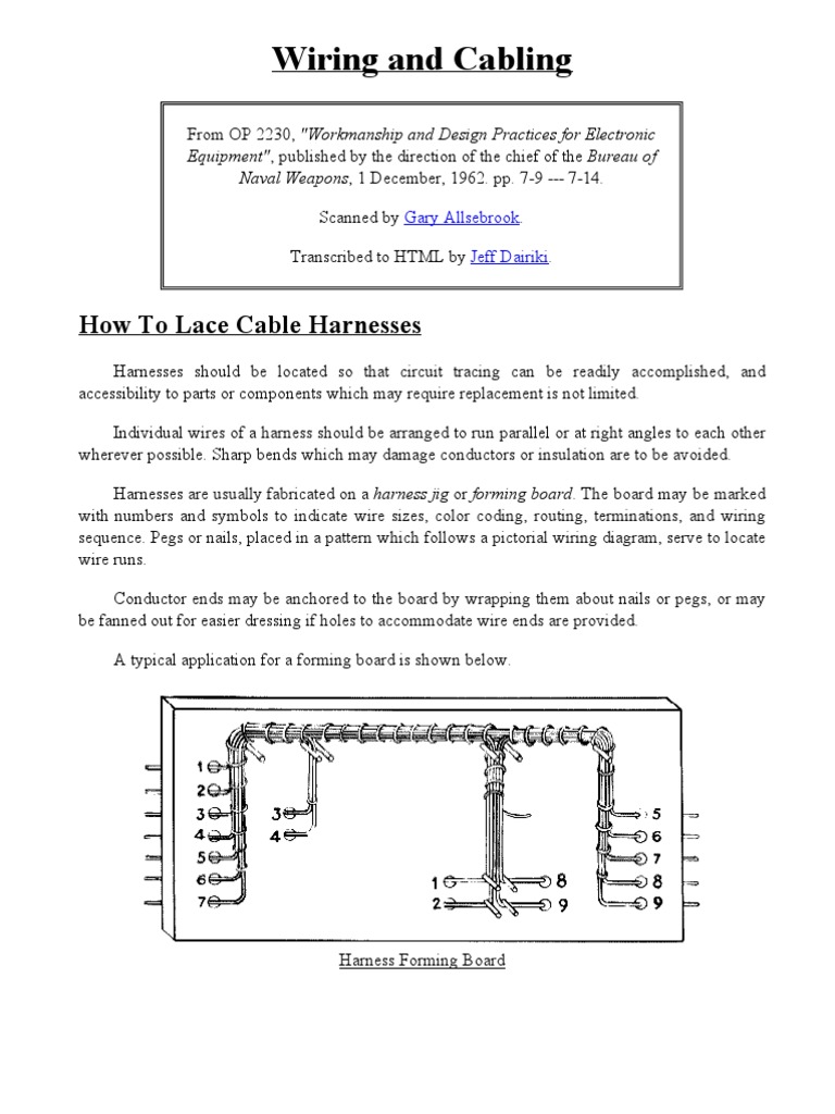 Wiring and Cabling How To Lace Cable Harnesses PDF Cable Wire
