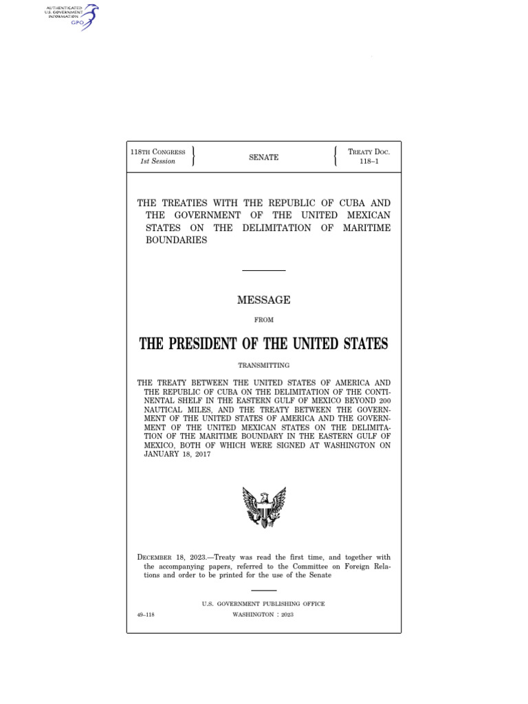 Treaty Between the US and Cuba Continental Shelf PDF Territorial