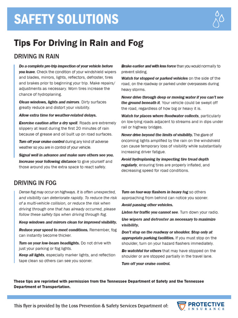 Safe Driving Tips for Fog Conditions | PDF | Road | Tire