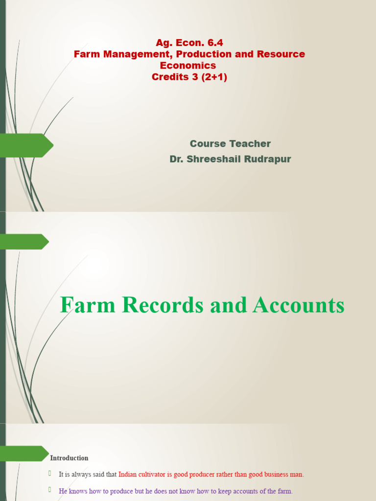 6 Farm Records & Farm Acounts | PDF | Debits And Credits | Bookkeeping