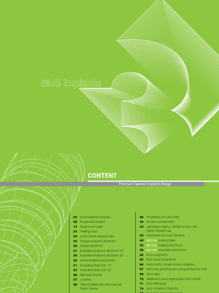 Bio3 Premium Tapered Implants Guide | PDF | Dental Implant | Dentistry