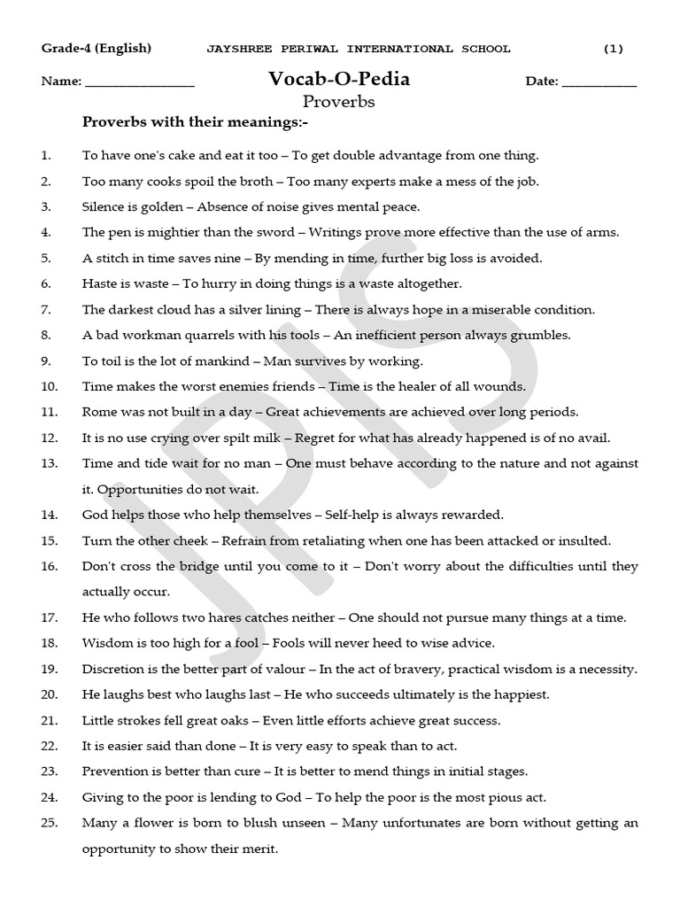 Understanding Proverbs and Their Meanings | PDF