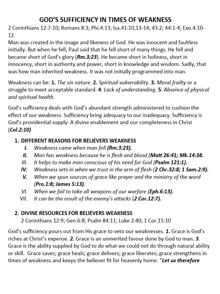 God's Strength in Our Weakness | PDF | Divine Grace | Grace In Christianity