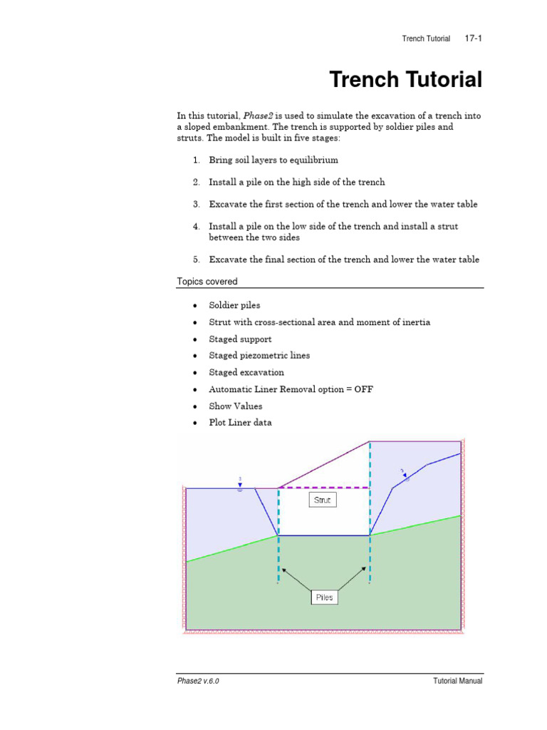 Trench Excavation Simulation Guide | PDF | Bending | Deep Foundation