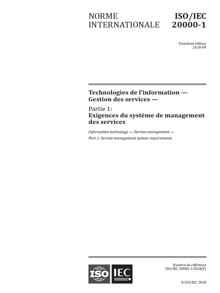Iso - Iec 20000 - 1 - 2018 | PDF | Audit | Organisation internationale ...