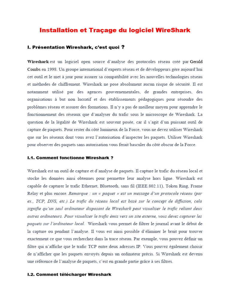 Guide d'Installation de Wireshark | PDF | Protocoles Internet ...