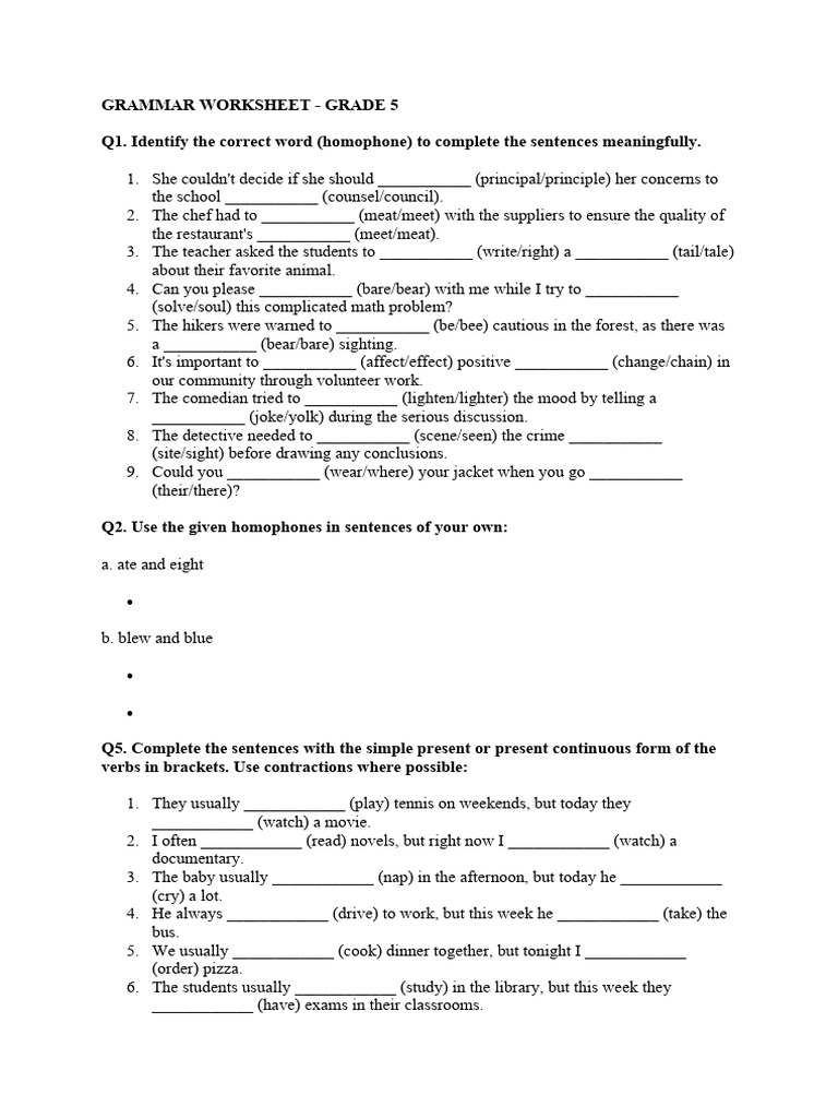 Grammar Practice Worksheet | PDF