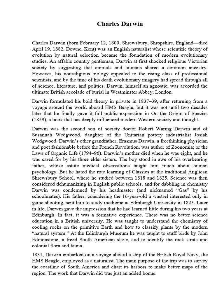 Charles Darwin Pdf Charles Darwin Natural Selection