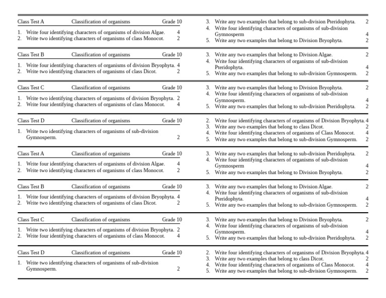 G10 Evaluation 2080BS | PDF | Organisms | Botany
