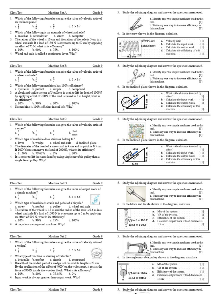 Velocity Ratios in Simple Machines | PDF | Machines | Mechanical ...