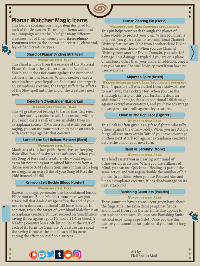 Planar Watcher Magic Items for 5e | PDF | Magician (Fantasy) | D20 System