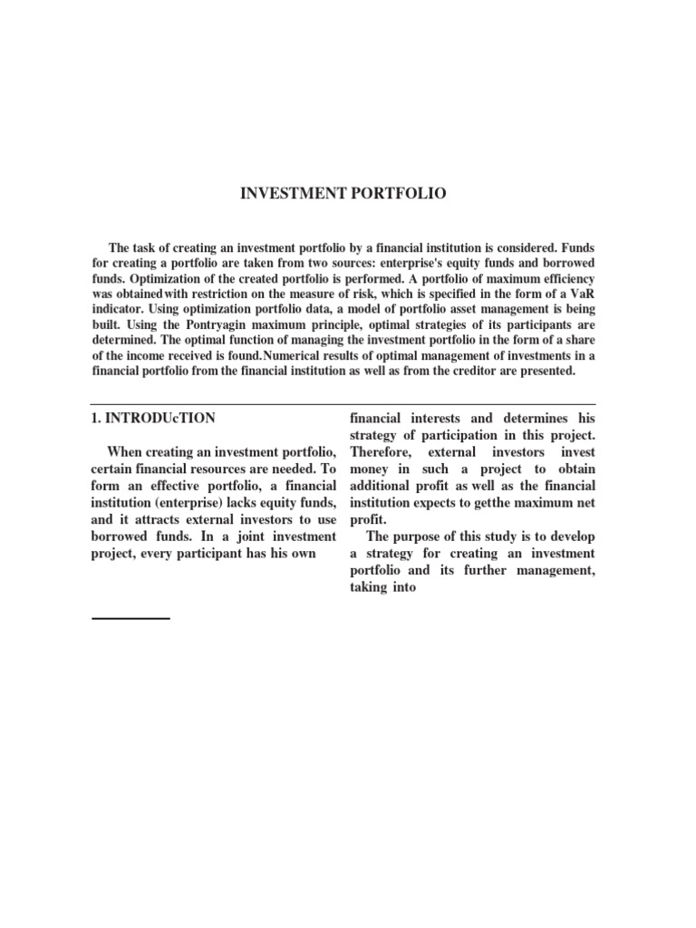 Optimization of Investment Portfolio Management | PDF | Investing ...