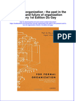 Download textbook For Formal Organization The Past In The Present And Future Of Organization Theory 1St Edition Du Gay ebook all chapter pdf 