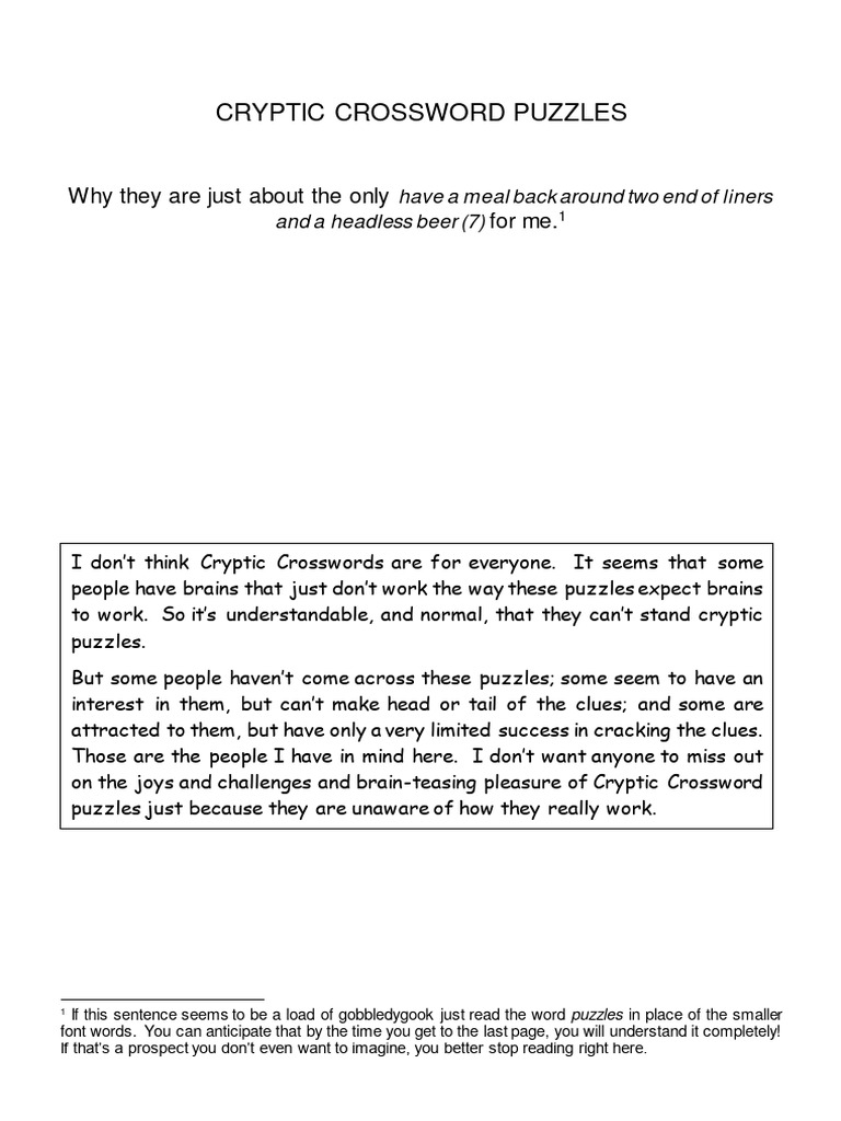 Understanding Cryptic Crosswords | PDF | Crossword | Word Puzzles
