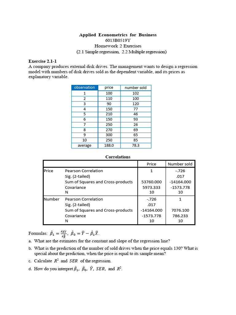 6013B0519Y T2 Homework Questions 20240424 | PDF | Linear Regression ...