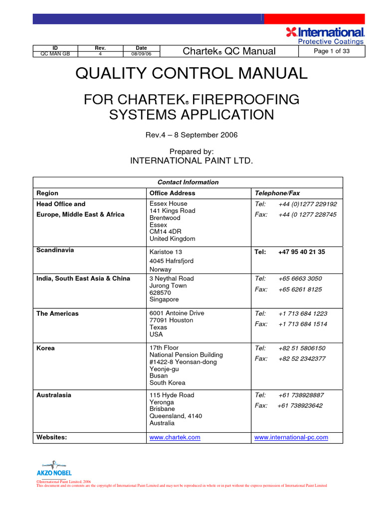 Chartek® Fireproofing QC Manual | PDF | Science | Engineering