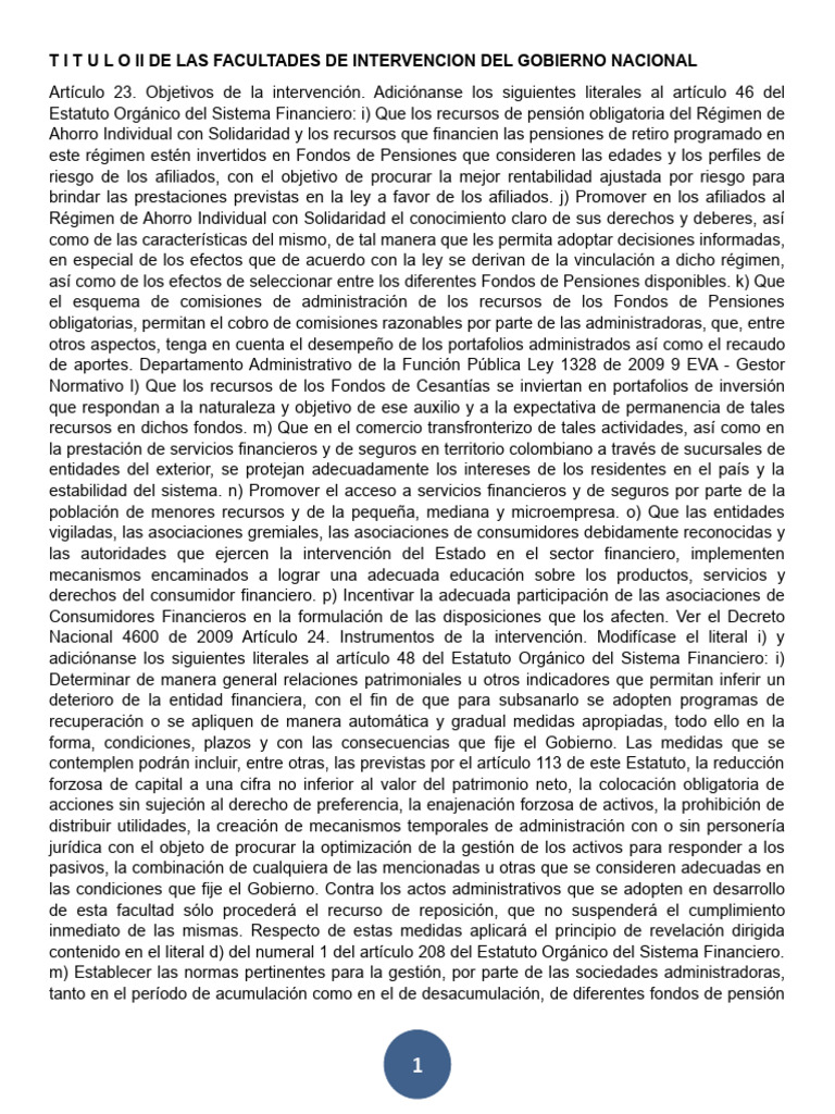 T I T U L o Ii de Las Facultades de Intervencion Del Gobierno Nacional ...