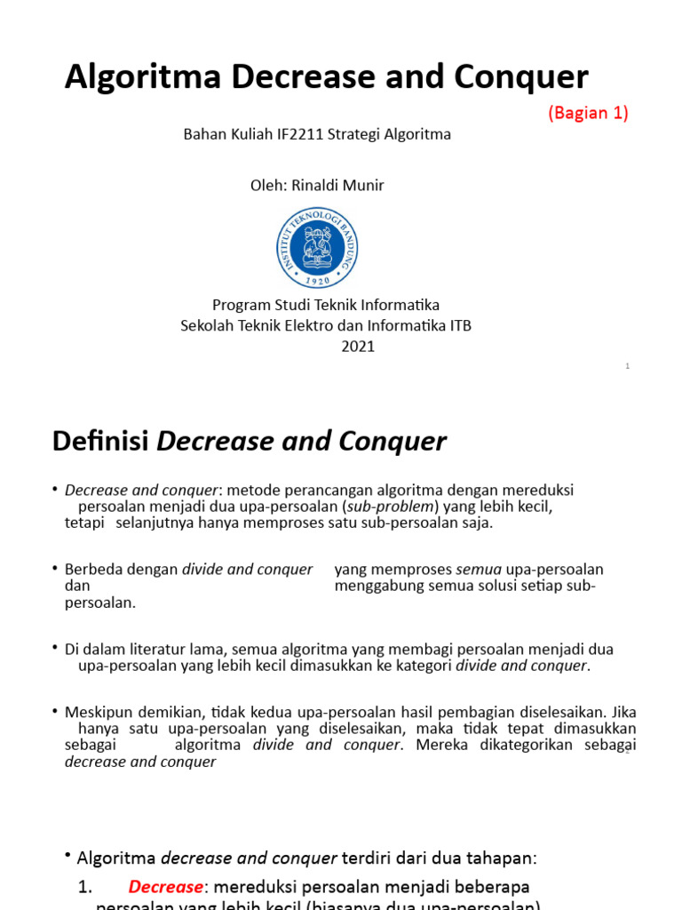 Algoritma Decrease and Conquer | PDF