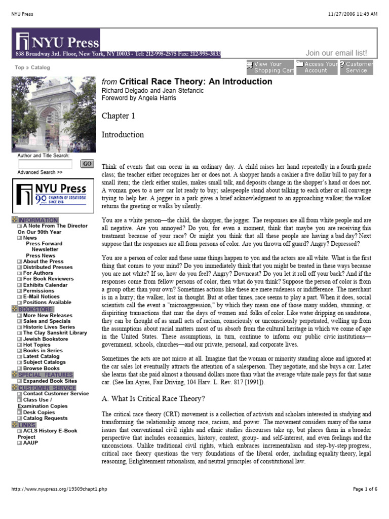 Delgado and Stefancic On Critical Race Theory | PDF | Critical Race ...