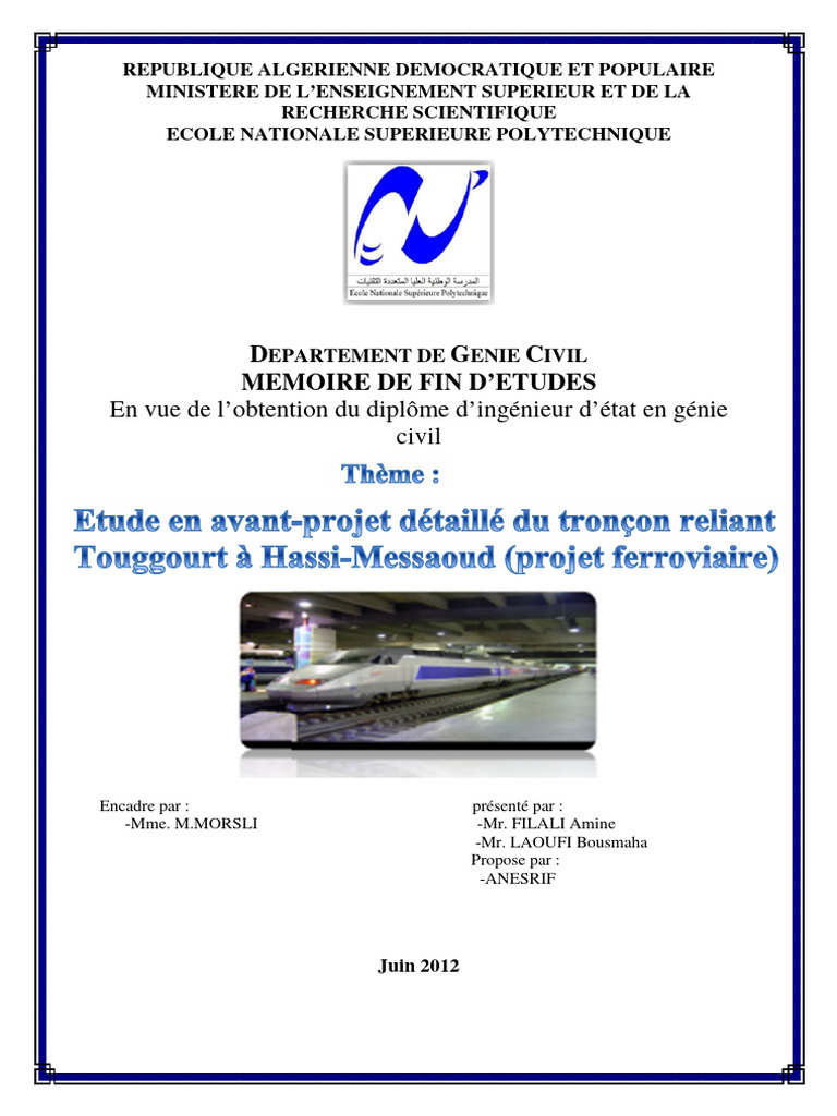 Conception d'un tronçon ferroviaire | PDF | Transport ferroviaire ...
