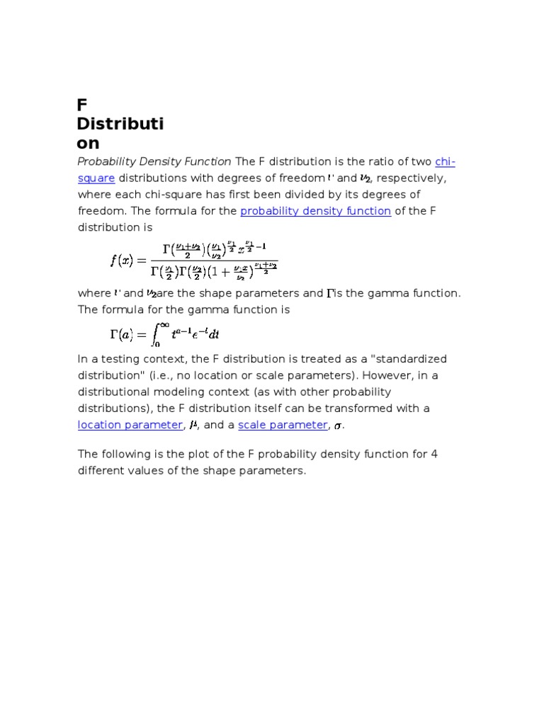 F Distribution: PDF, CDF, and Applications | PDF | Chi Squared ...