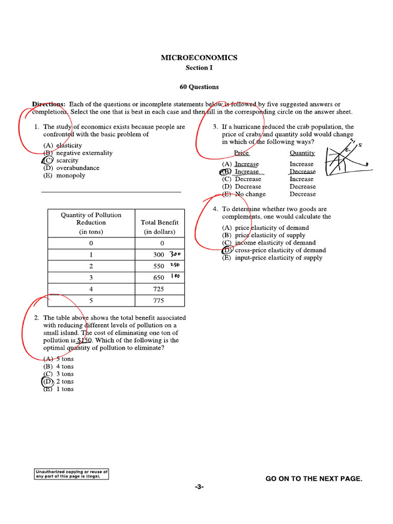 Microeconomics Exam Questions | PDF | Profit (Economics) | Economic ...