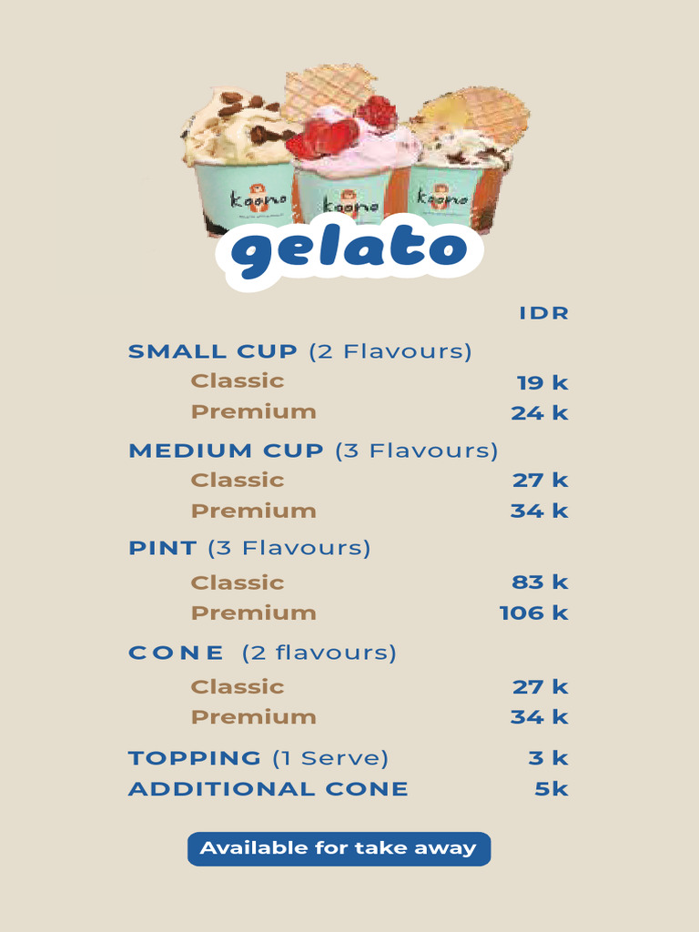 Gelato and Beverage Menu Options | PDF | Foods | Cuisine